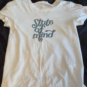 rag & bone Cream Tee with Blue Script